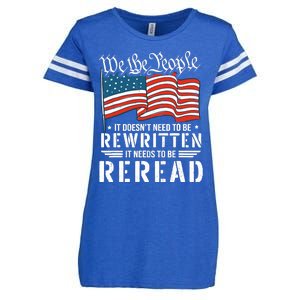 US Flag Constitution of the USA Needs To Be Reread Enza Ladies Jersey Football T-Shirt