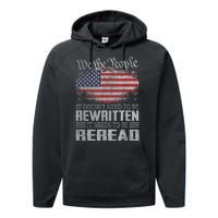 Us Flag Constitution Of The Usa Needs To Be Reread Performance Fleece Hoodie