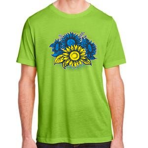 Ukrainian Flag Colors Sunflowers Stand With Ukraine Adult ChromaSoft Performance T-Shirt