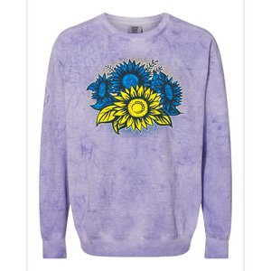 Ukrainian Flag Colors Sunflowers Stand With Ukraine Colorblast Crewneck Sweatshirt