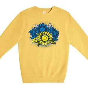 Ukrainian Flag Colors Sunflowers Stand With Ukraine Premium Crewneck Sweatshirt