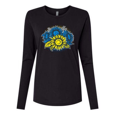 Ukrainian Flag Colors Sunflowers Stand With Ukraine Womens Cotton Relaxed Long Sleeve T-Shirt