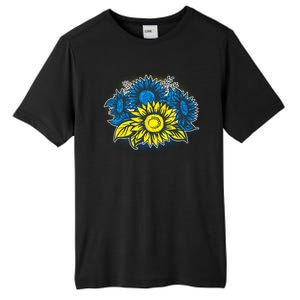 Ukrainian Flag Colors Sunflowers Stand With Ukraine Tall Fusion ChromaSoft Performance T-Shirt