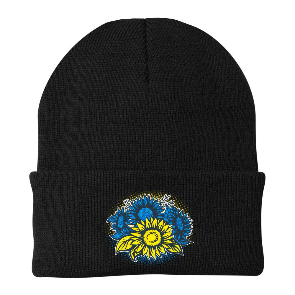Ukrainian Flag Colors Sunflowers Stand With Ukraine Beanie