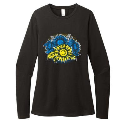 Ukrainian Flag Colors Sunflowers Stand With Ukraine Womens CVC Long Sleeve Shirt