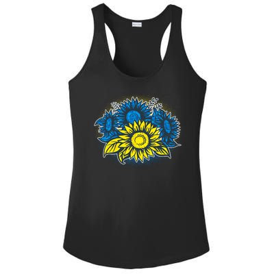 Ukrainian Flag Colors Sunflowers Stand With Ukraine Ladies PosiCharge Competitor Racerback Tank