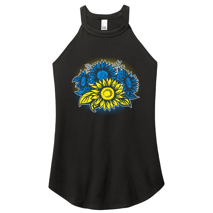 Ukrainian Flag Colors Sunflowers Stand With Ukraine Women's Perfect Tri Rocker Tank
