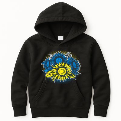 Ukrainian Flag Colors Sunflowers Stand With Ukraine Kids Hoodie