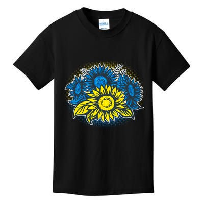 Ukrainian Flag Colors Sunflowers Stand With Ukraine Kids T-Shirt