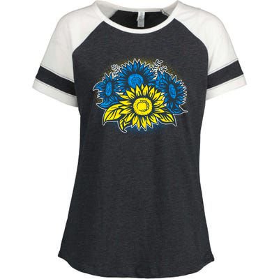 Ukrainian Flag Colors Sunflowers Stand With Ukraine Enza Ladies Jersey Colorblock Tee