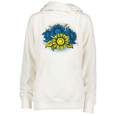 Ukrainian Flag Colors Sunflowers Stand With Ukraine Womens Funnel Neck Pullover Hood