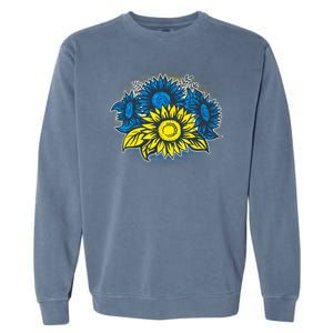 Ukrainian Flag Colors Sunflowers Stand With Ukraine Garment-Dyed Sweatshirt