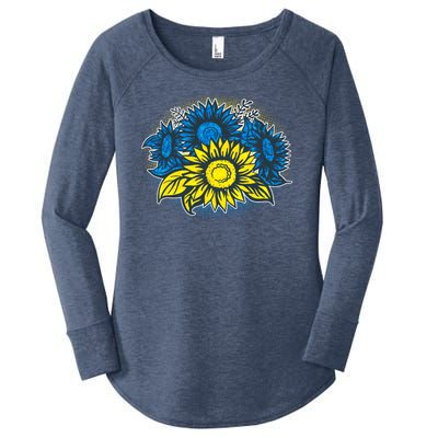 Ukrainian Flag Colors Sunflowers Stand With Ukraine Women's Perfect Tri Tunic Long Sleeve Shirt