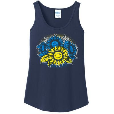 Ukrainian Flag Colors Sunflowers Stand With Ukraine Ladies Essential Tank