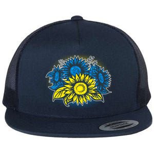 Ukrainian Flag Colors Sunflowers Stand With Ukraine Flat Bill Trucker Hat