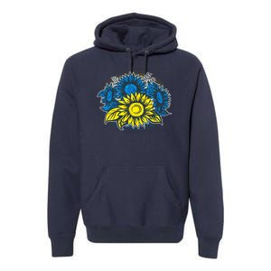 Ukrainian Flag Colors Sunflowers Stand With Ukraine Premium Hoodie