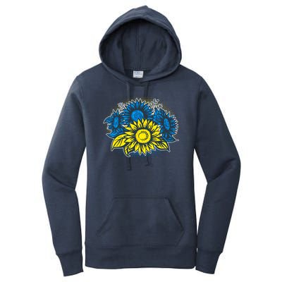 Ukrainian Flag Colors Sunflowers Stand With Ukraine Women's Pullover Hoodie