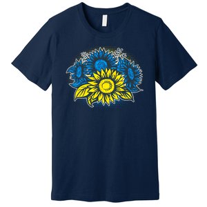 Ukrainian Flag Colors Sunflowers Stand With Ukraine Premium T-Shirt