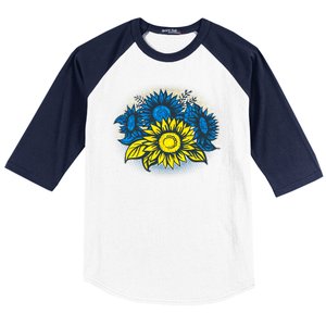 Ukrainian Flag Colors Sunflowers Stand With Ukraine Baseball Sleeve Shirt