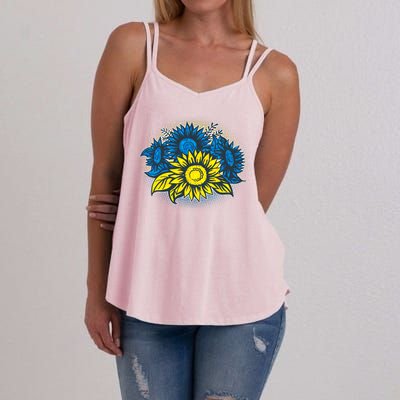 Ukrainian Flag Colors Sunflowers Stand With Ukraine Women's Strappy Tank