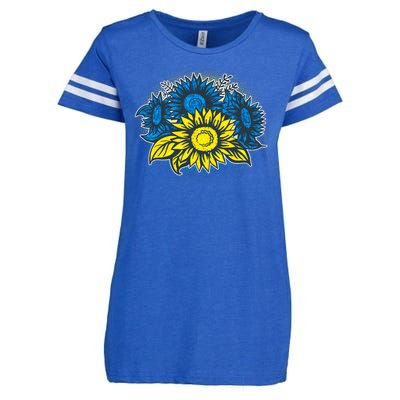 Ukrainian Flag Colors Sunflowers Stand With Ukraine Enza Ladies Jersey Football T-Shirt