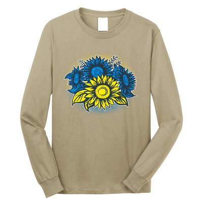 Ukrainian Flag Colors Sunflowers Stand With Ukraine Long Sleeve Shirt