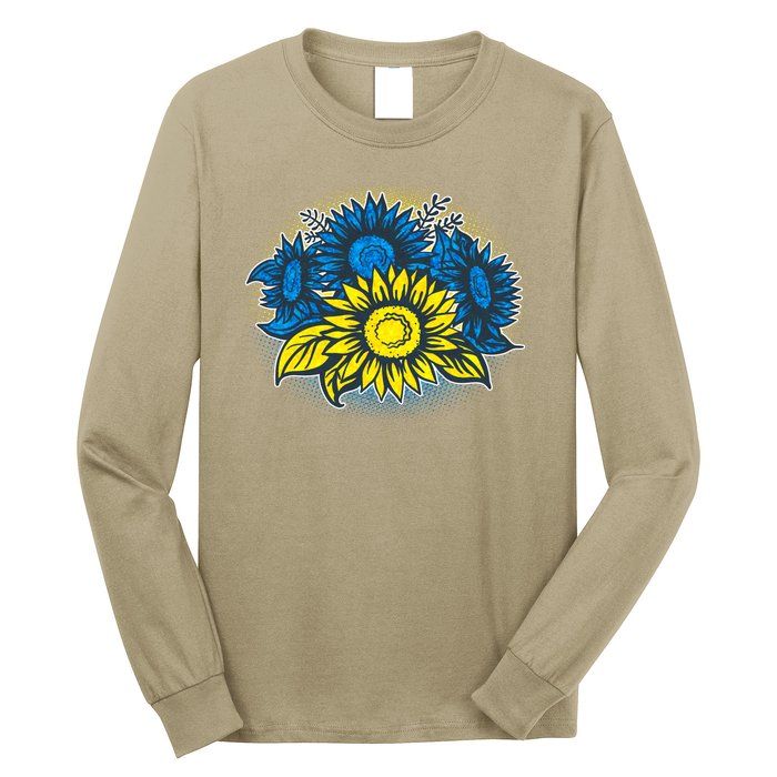 Ukrainian Flag Colors Sunflowers Stand With Ukraine Long Sleeve Shirt