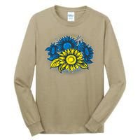 Ukrainian Flag Colors Sunflowers Stand With Ukraine Tall Long Sleeve T-Shirt