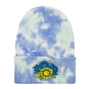 Ukrainian Flag Colors Sunflowers Stand With Ukraine Tie Dye 12in Knit Beanie