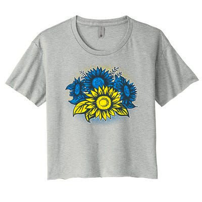 Ukrainian Flag Colors Sunflowers Stand With Ukraine Women's Crop Top Tee