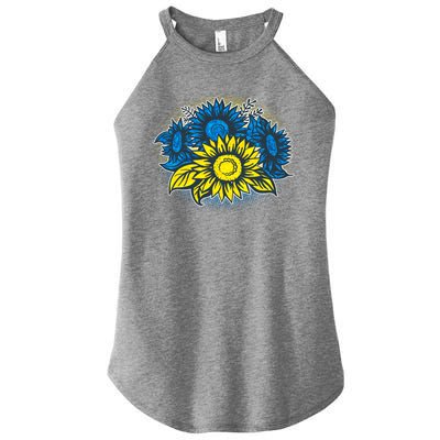 Ukrainian Flag Colors Sunflowers Stand With Ukraine Women's Perfect Tri Rocker Tank