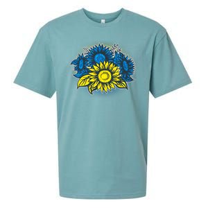 Ukrainian Flag Colors Sunflowers Stand With Ukraine Sueded Cloud Jersey T-Shirt