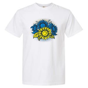 Ukrainian Flag Colors Sunflowers Stand With Ukraine Garment-Dyed Heavyweight T-Shirt