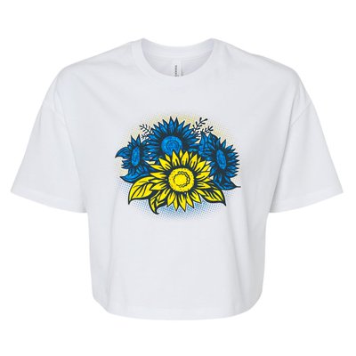 Ukrainian Flag Colors Sunflowers Stand With Ukraine Bella+Canvas Jersey Crop Tee