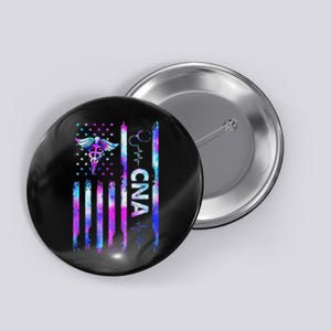 US Flag CNA Tie Dye Cute Certified Nursing Assistant Button