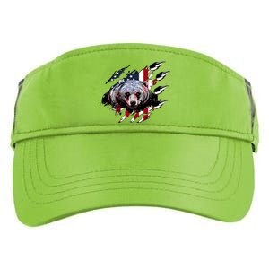 Us Flag Claw Grizzly Bear Patriotic Hunting Gift Adult Drive Performance Visor