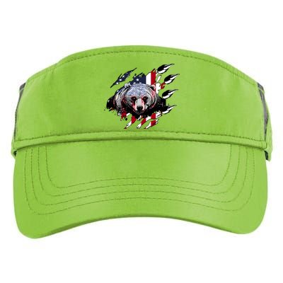 Us Flag Claw Grizzly Bear Patriotic Hunting Gift Adult Drive Performance Visor