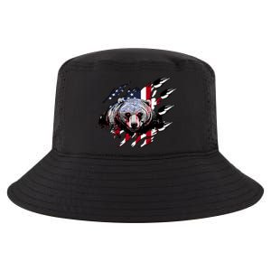 Us Flag Claw Grizzly Bear Patriotic Hunting Gift Cool Comfort Performance Bucket Hat