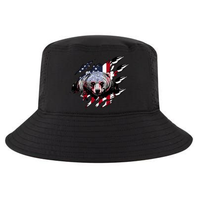 Us Flag Claw Grizzly Bear Patriotic Hunting Gift Cool Comfort Performance Bucket Hat