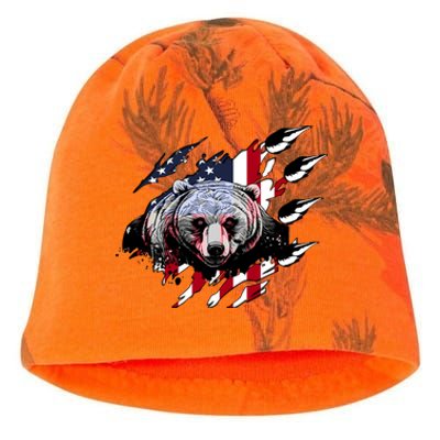 Us Flag Claw Grizzly Bear Patriotic Hunting Gift Kati - Camo Knit Beanie