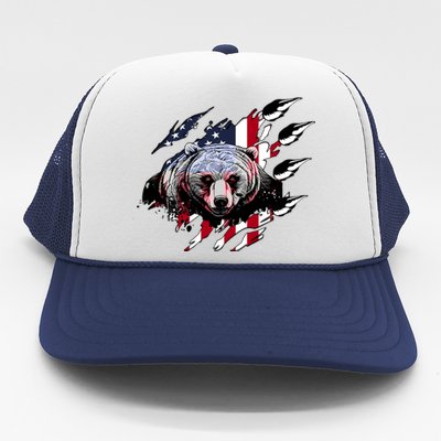 Us Flag Claw Grizzly Bear Patriotic Hunting Gift Trucker Hat