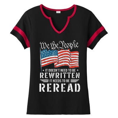 US Flag Constitution Of The USA Needs To Be Reread Ladies Halftime Notch Neck Tee