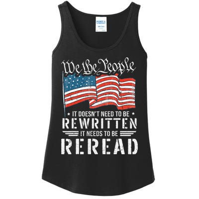 US Flag Constitution Of The USA Needs To Be Reread Ladies Essential Tank