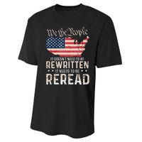 US Flag Constitution of the USA Needs To Be Reread Performance Sprint T-Shirt