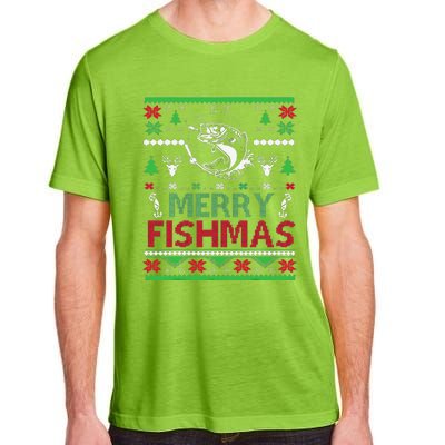 Ugly FISHING Christmas Bass Fish Apparel Merry Fishmas. Adult ChromaSoft Performance T-Shirt