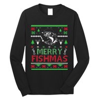 Ugly FISHING Christmas Bass Fish Apparel Merry Fishmas. Long Sleeve Shirt