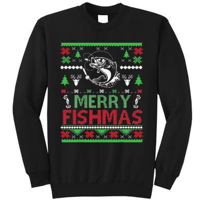 Ugly FISHING Christmas Bass Fish Apparel Merry Fishmas. Sweatshirt