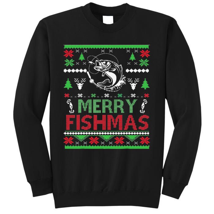 Ugly FISHING Christmas Bass Fish Apparel Merry Fishmas. Sweatshirt