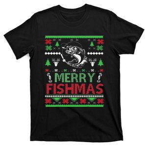 Ugly FISHING Christmas Bass Fish Apparel Merry Fishmas. T-Shirt