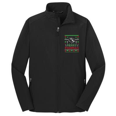 Ugly FISHING Christmas Bass Fish Apparel Merry Fishmas. Core Soft Shell Jacket